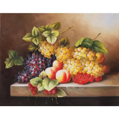 Free shipping fresh red cherry peach grape fruit still life canvas printings oil painting on canvas wall art decoration picture