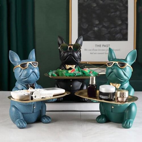 Bulldog storage decoration porch door key tray candy tray Nordic style personalized home decoration