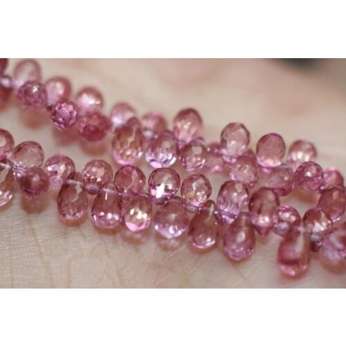 One PIECE loose beads pink topaz drop faceted 7-8mm for DIY jewelry making FPPJ wholesale beads nature gem stone