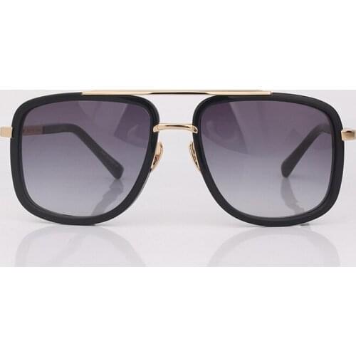 Black square sunglasses for men metal trim pilot frame fashion women sunglasses gold metal temples