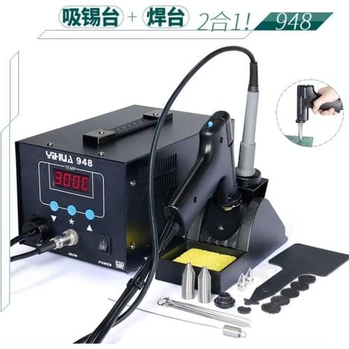 YIHUA 948 220V/110V Digital electric soldering device Soldering Iron Station Suction Tin Gun Handle Rework Station Welding 2 in1