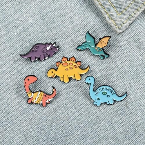 Children Jewelry Animals Brooch Fly Dinosaurs Enamel Pins Custom Lapel Badge Bag Cartoon Jewelry Gift