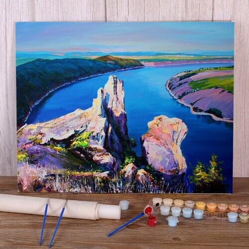 Landscape River Dniester Coloring By Numbers Painting Package Oil Paints 40*50 Canvas Pictures Decoration Crafts Art