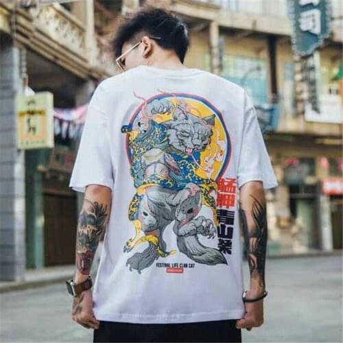 Print Tshirt Streetwear Casual Short Sleeve Summer Tops Fashion Harajuku Printed T Shirt Japan Hip Hop T Shirt Men Funny Boys