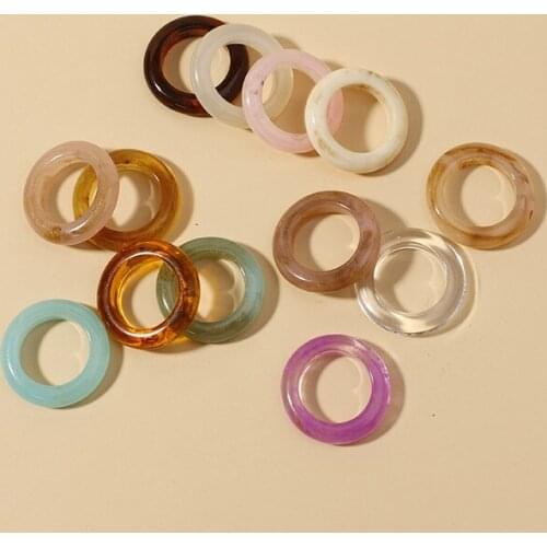 Bilandi Fashion Jewelry Resin Rings Hot Selling One Row Vintage Colorful Round Square Elegant Women Finger Rings For Girl Gifts