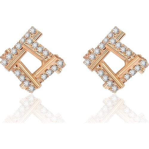 Korean trendy minimalist letter Earrings temperament minority personality geometric Earrings full Diamond Cross x ear jewelry fe
