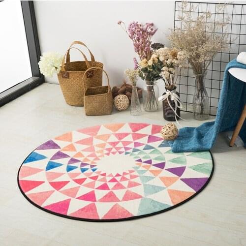 Colorful Bohemian Mandala Round Carpet Computer Chair Floor Mat Home Decor Kids Room Children Play Tent Area Rug Soft Tapete