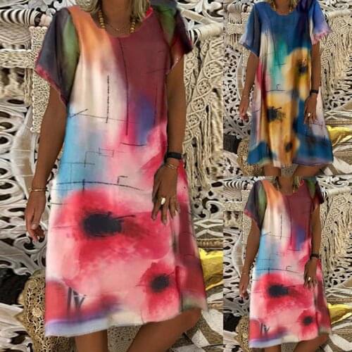 Summer Elegant Dresses Women Dress Short Sleeve All-match Trendy Maxi Summer Long Dress Dress Casual Sundress for Dating Travel