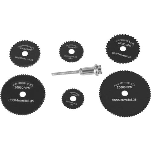 7pcs HSS Black Saw Blades Cutting Cut Off Disc Wheels Set 6 Sizes For Dremel 4000 3000 Rotary Tools