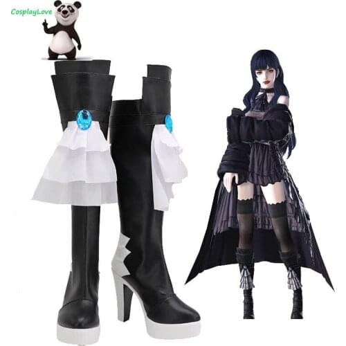 CosplayLove Final Fantasy XIV Shadowbringers 5.0 FF14 Boss Gaia Black Shoes Cosplay Long Boots Leather Custom Made For Christmas