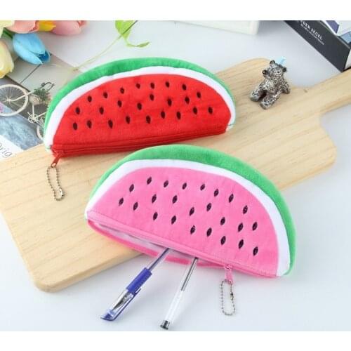 Creative Fruits Watermelon Pencil Stationery Case Cosmetic Bag Kawaii Plush Toys Stuffed Toy Christmas Birthday Student Gift