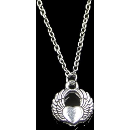 Fashion 15*12mm Angel Wings Heart Pendant Necklace Link Chain For Female Choker Necklace Creative Jewelry party Gift