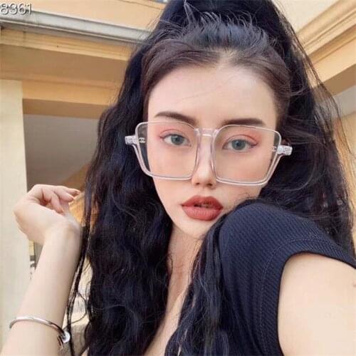 Oversized Clear Frame Square Sunglasses Women Luxury Designer Fashion Metal Sun Glasses High Quality Men Shades Flat Lens
