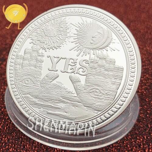"Yes & No"Yes No Culture Art Decision Commemorative Coin Three-dimensional Retro Pattern Silver Coins Collectibles Sun Moon Coin