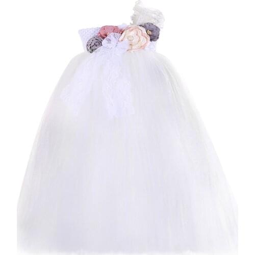 Lace Straps Flower Girl Tutu Dress Ivory Blush Pink Princess Dress Tulle Kids Dresses for Girls Pageant Party Wedding Ball Gown