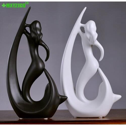 Sirène céramique décoration abstraite caractère Sculpture artisanat Couples cadeaux mariage tir accessoires décoration de la