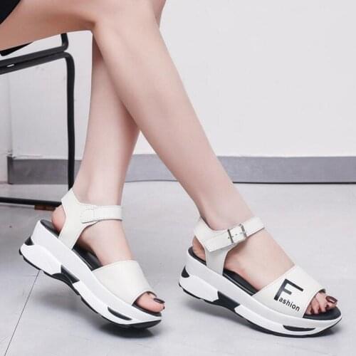 Summer Outdoor Womens Wedges Slippers Slip-On Shoes Flat Slides Peep Toe Soft Platform Flip Flops PU Sandals Breathable Shoes