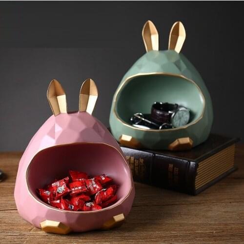 Nordic Style Key Storage Home Decoration Shoe Cabinet Living Room Coffee Table Bunny Candy Plate Desk Decoration