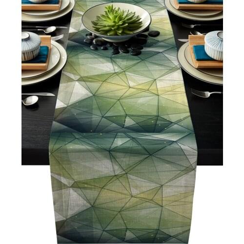 Table Runner Tablecloth Green Triangle Irregular Graphic Kitchen Table Runners Dinner Holiday Party Wedding Events Decor