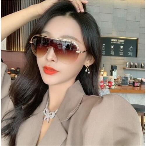 KAPELUS sunglasses Beauty brown outdoor casual sunglasses New big frame sunglasses Half-frame one-piece sunglasses Brand sungl