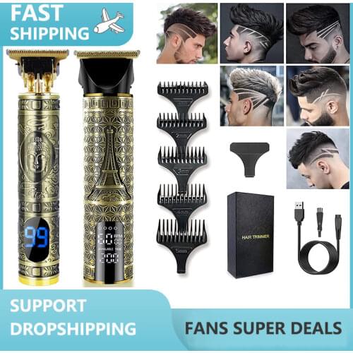 Hair Trimmer with LCD Display Hair T Blade Clippers Cordless Rechargeable Professional Baldheaded Zero Gapped Trimmer for Men