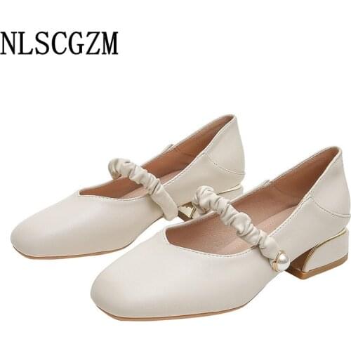 Pumps Women Shoes Square Toe Heels Wedding Shoes for Women Bride Mary Janes Shoes for Women 2021 High Heels Chunky Heels Zapatos