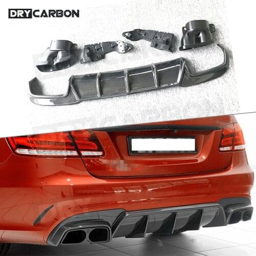 Carbon Fiber Rear Bumper Lip Diffuser With Exhaust tips For Benz E Class W212 E260 E300 E400 E63 AMG 2014 -2016 Car Styling