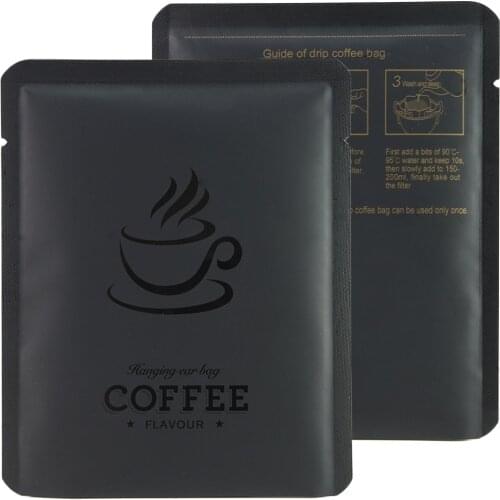 10X12cm Matte Black/ Red Heat Sealable Coffee Package Bag coffee powder pouch coffee bean organization with coffee cup design