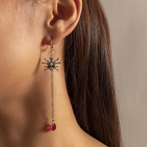 Vintage Antique Long Charm Waterdrop Crystals Pendant Gothic Spider Animals Women Collar Necklace Fashion Necklace Jewelry Gifts