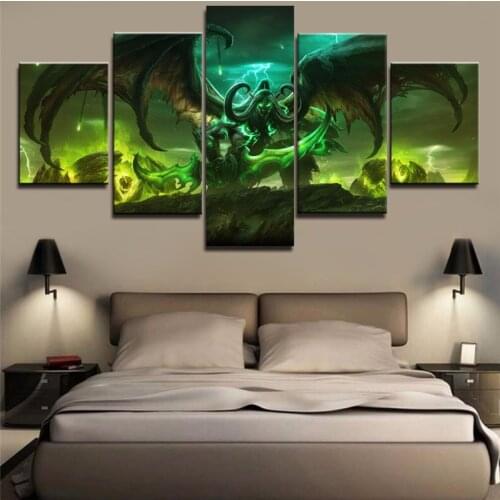 World Of Warcrafts Legion 5 Panel Games Wallpaper Art Canvas Poster Painting Wall Modular Pictures Modern Home Bedroom Decor