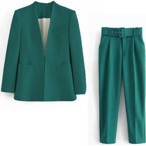 Womens Suit Fashion Blazer Office Suit Pantsuit Simple Solid Color Suit Collar Long Sleeve + Trousers 2 Piece Set Blazer