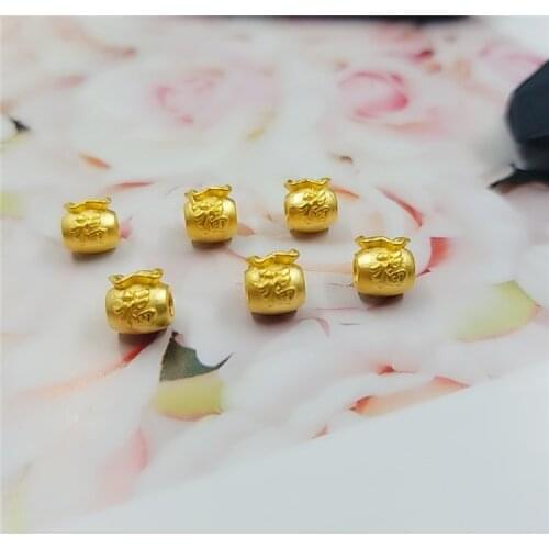 1pcs 24K Yellow Gold Pendant /Lucky 3D Hard Gold Baby Transfer Blessing Fu Bag Beads For Women Man Baby Luck Small Money Bag