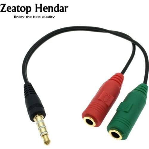 1Pcs Gold plated 3.5 Splitter Headphone and Microphone Jack 3.5mm Stereo Audio Y-Splitter 1 Male to 2 Female Cable Adapter Plug