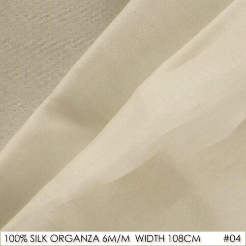 100% SILK ORGANZA Gauze 108cm width 6momme Pure Silk Fabric Tulle Roll Wedding Dress Outer Fabric Gauze Champagne NO 04