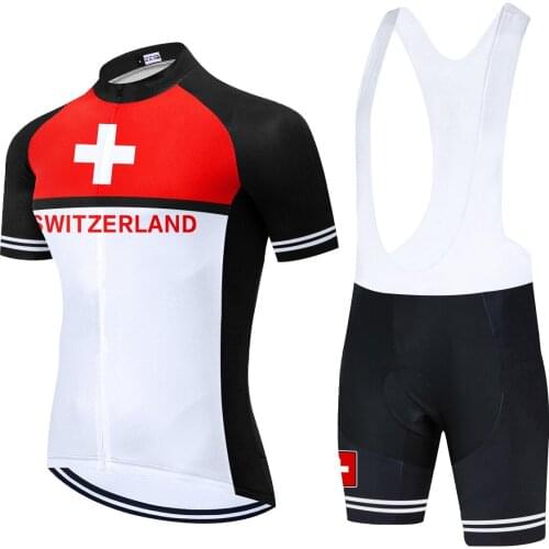 2021 Team Switzerland Radfahren Ausrüstung Cycling Jersey Sets Sportswear Summer Bicycling Mens Ropa Ciclismo Maillot Culotte