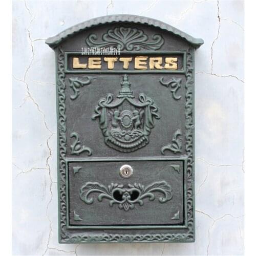 2568/6899 European Style Mailbox Retro Wall Newspaper Letter Post Box Iron Handicraft Lockable Mailbox Outdoor Secure Letterbox