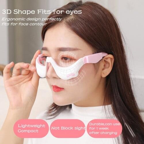3D EMS Micro-Current Pulse Eye Relax Massager Heating Therapy Acupressure Fatigue Relief Wrinkle Reduction Blood Circulation