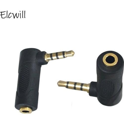 3.5mm Audio Stereo Adapter 90 Degree 3 Pole Right Angle Female To Male 4 Pole Plug L Shape AUX Headphone Jack Converter
