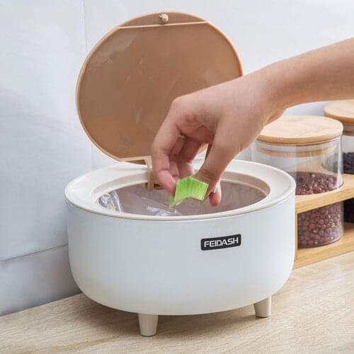 PP And ABS White Desktop Small Storage Can Innovative Bedside Trash Bin High-foot Desktop Trash Bin 2L Neat For Dormitory Rooms