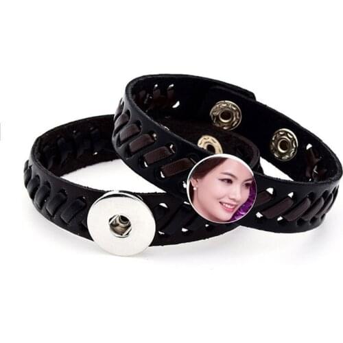 Button bracelet for dye sublimation retro vintage leather bracelets hot transfer printing jewelry custom diy consumables 698