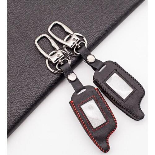 A9 Smooth Leather Key Case Tamarack for Russian Version Car Alarm System Starline A9/A4/A6/A8 Lcd Remote Control Keychain
