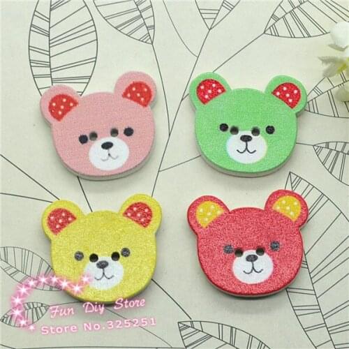 50pcs 18x20mm bear sewing button 2 hole free shipping mix color