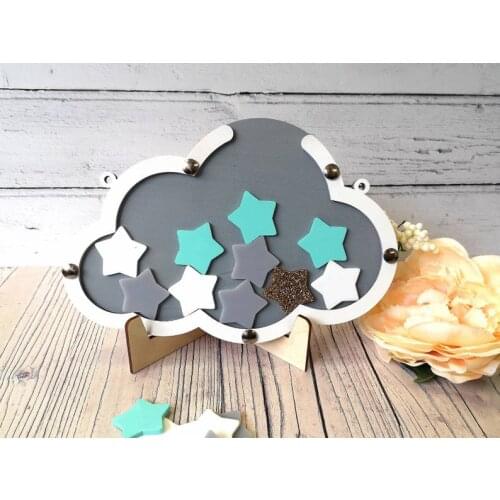 Cloud Reward Jar - Childrens Hand Painted Reward System With 16 Acrylic Stars - Reward System - Acrylic Reward Chart