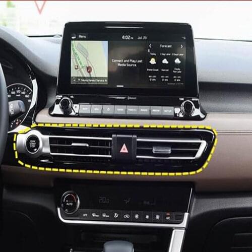 For Kia Seltos 2019 2020 2021 Carbon Fiber Interior Car Center Air Condition Frame Cover Trim Sticker Car Styling Accessories