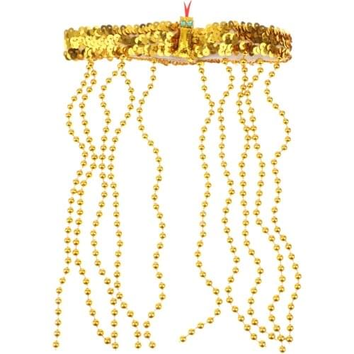 Egyptian Cleopatra Bead Hairband Queen Fancy Constume Jewelry-Gold