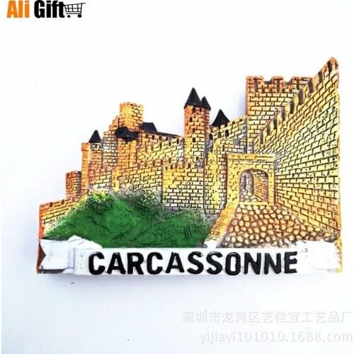 French Tourist Souvenirs Carcassonne Fortress Creative 3D Resin Refrigerator 3D Fridge Magnet Sticker Travel Souvenir Decoration