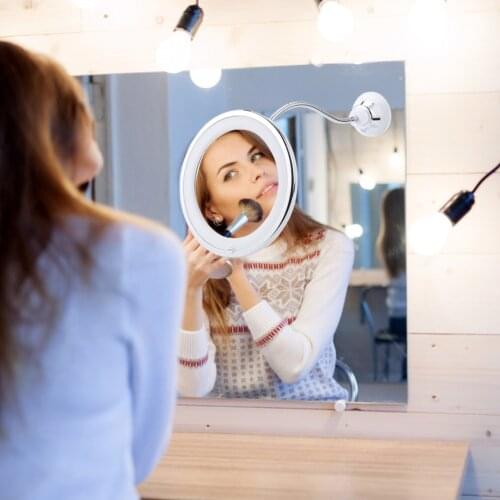10X Flexible Magnifying Makeup Mirror with LED light, Desktop CountertopMakeup & Skin care Vanity Mirror Works with Batteries
