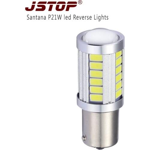 JSTOP Vw Santana P21W led car reversing light bulbs led Ba15s Canbus exterior autolight 1156 backup lamp 12-24VAC Reverse bulbs