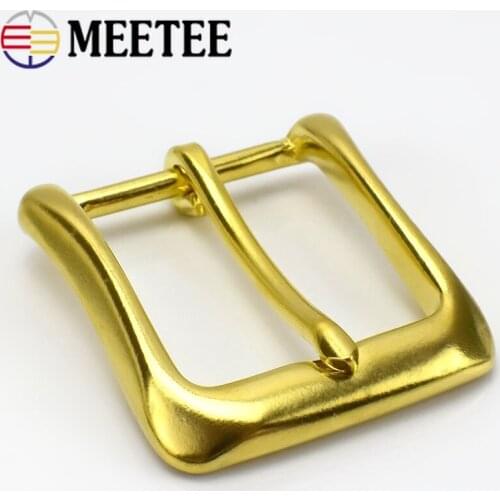 Meetee ID 40mm Pure Copper Brass Belt Pin Buckle for 38-39mm Leather Belts Women Men Pants Jeans Craft Accessories AP662
