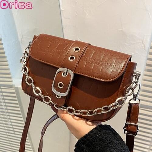 Driga Fashion Women Crossbody Bags Luxury Brand Design Shoulder Bags Chain Saddle Handbags 2021 New Lady Pu Leather Casual Bags